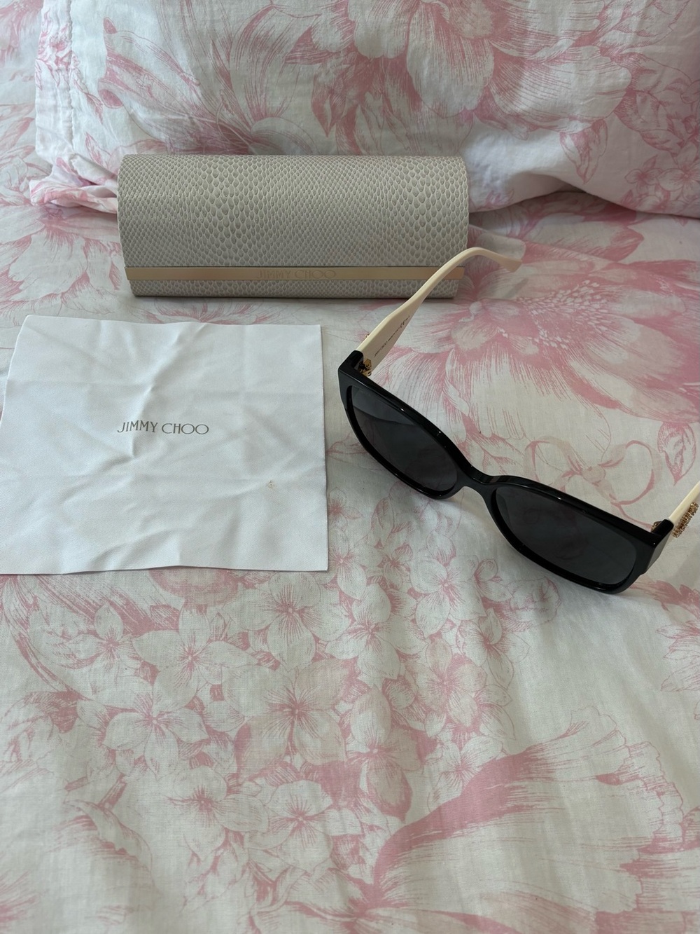Jimmy Choo Black Sunglasses with Cream Arms